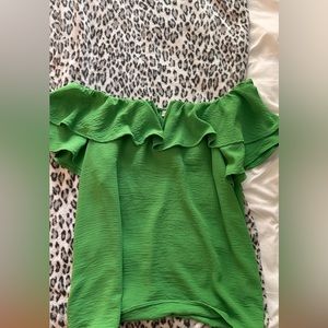 Apricot Lane Green Ruffle Blouse